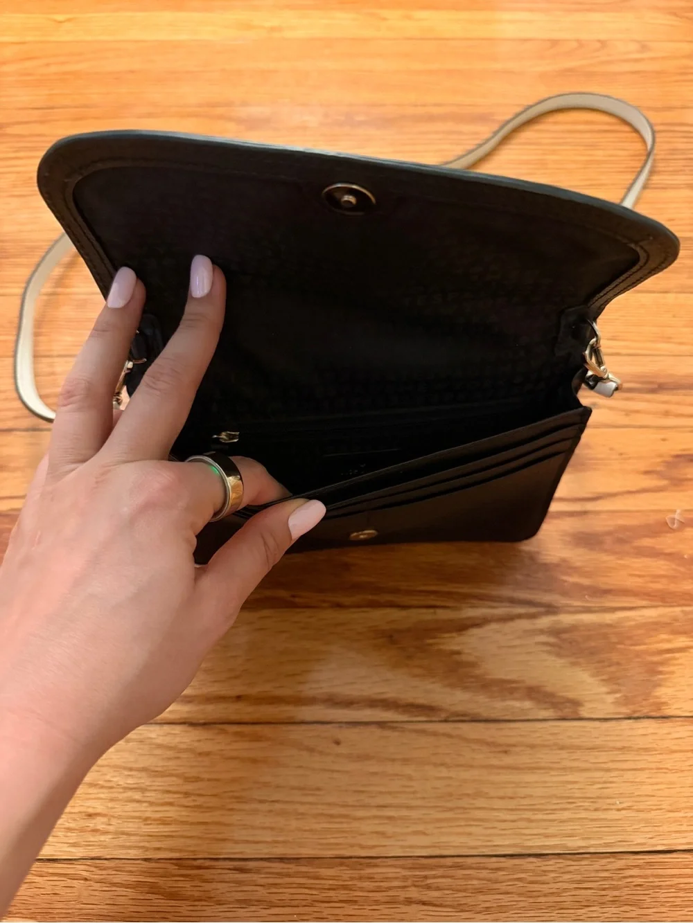 kate spade White and Black Leather Two-Tone Crossbody